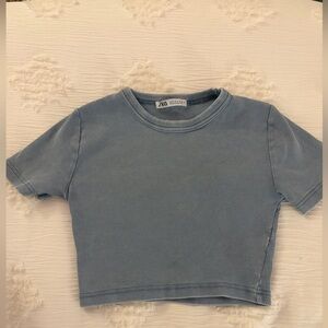 Zara Baby Blue Ribbed T-Shirt